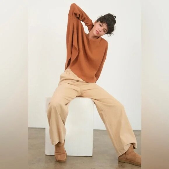 LOFT Pants - LOFT Women's Tan Wide Leg Elastic Waist Pants size Large New with Tags